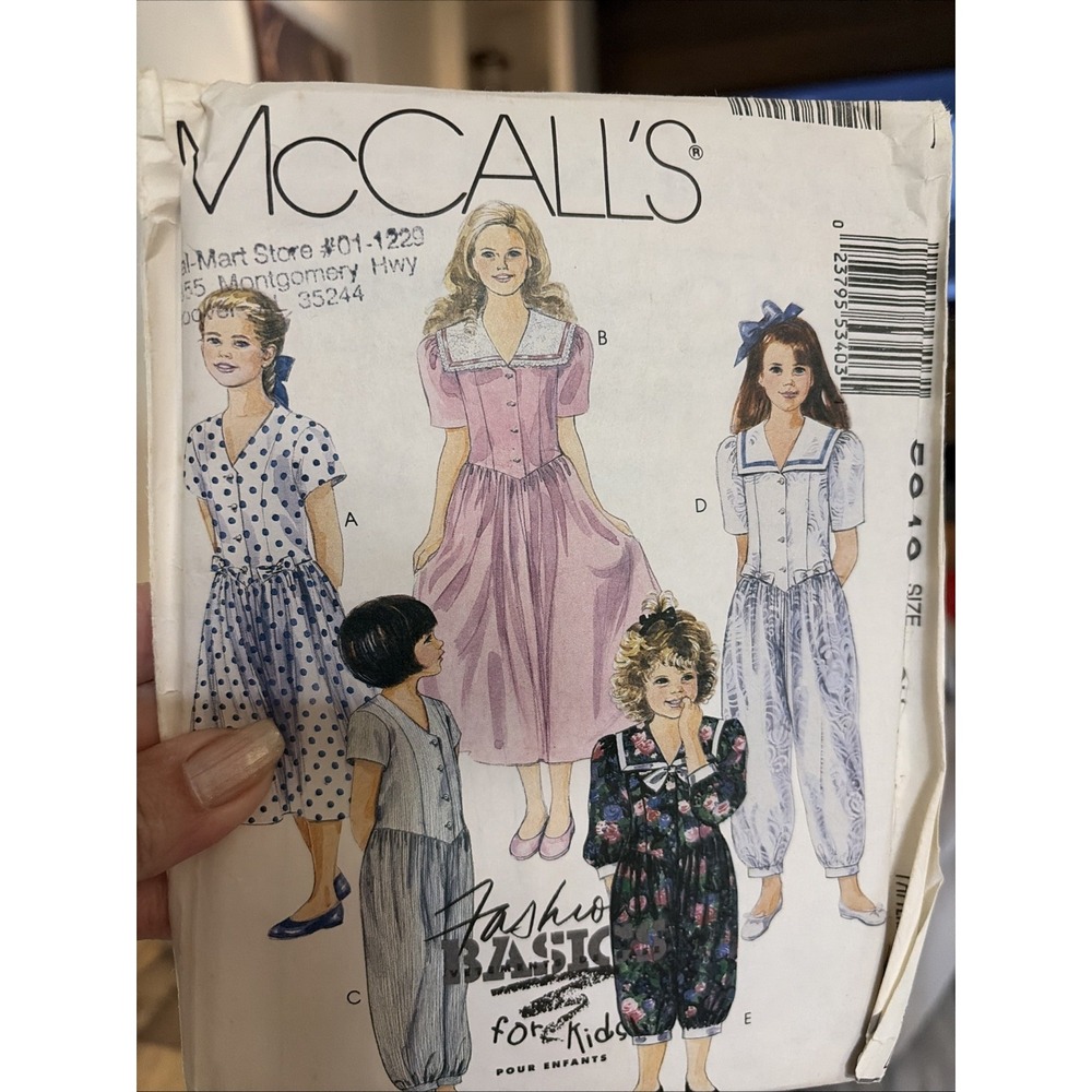 Vtg McCalls 5340 Sewing Pattern Girls Dress Jumpsuit Sailor Collar 1991 7-10